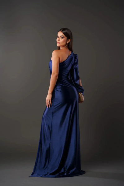 Araceli | Satiniertes Kleid mit einem Ärmel